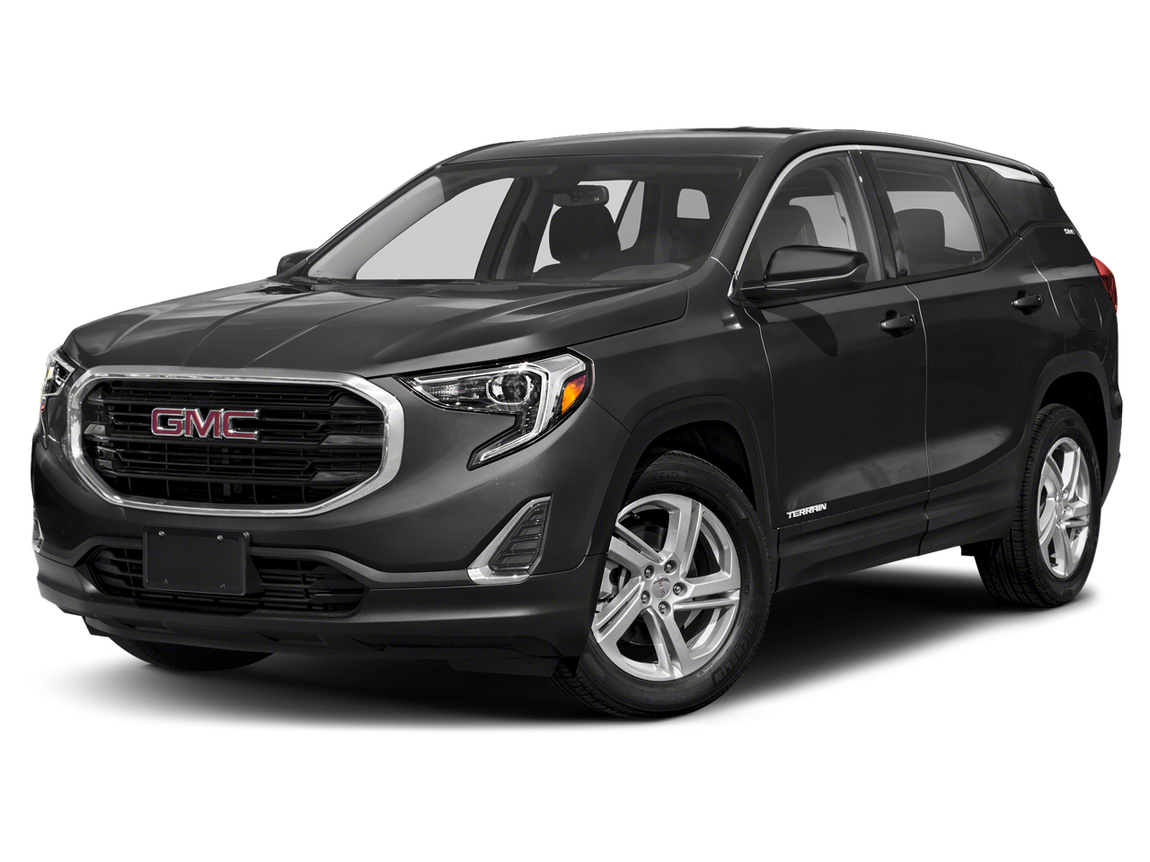 2018 GMC Terrain SLE in Satin Steel Metallic — front three-quarter view