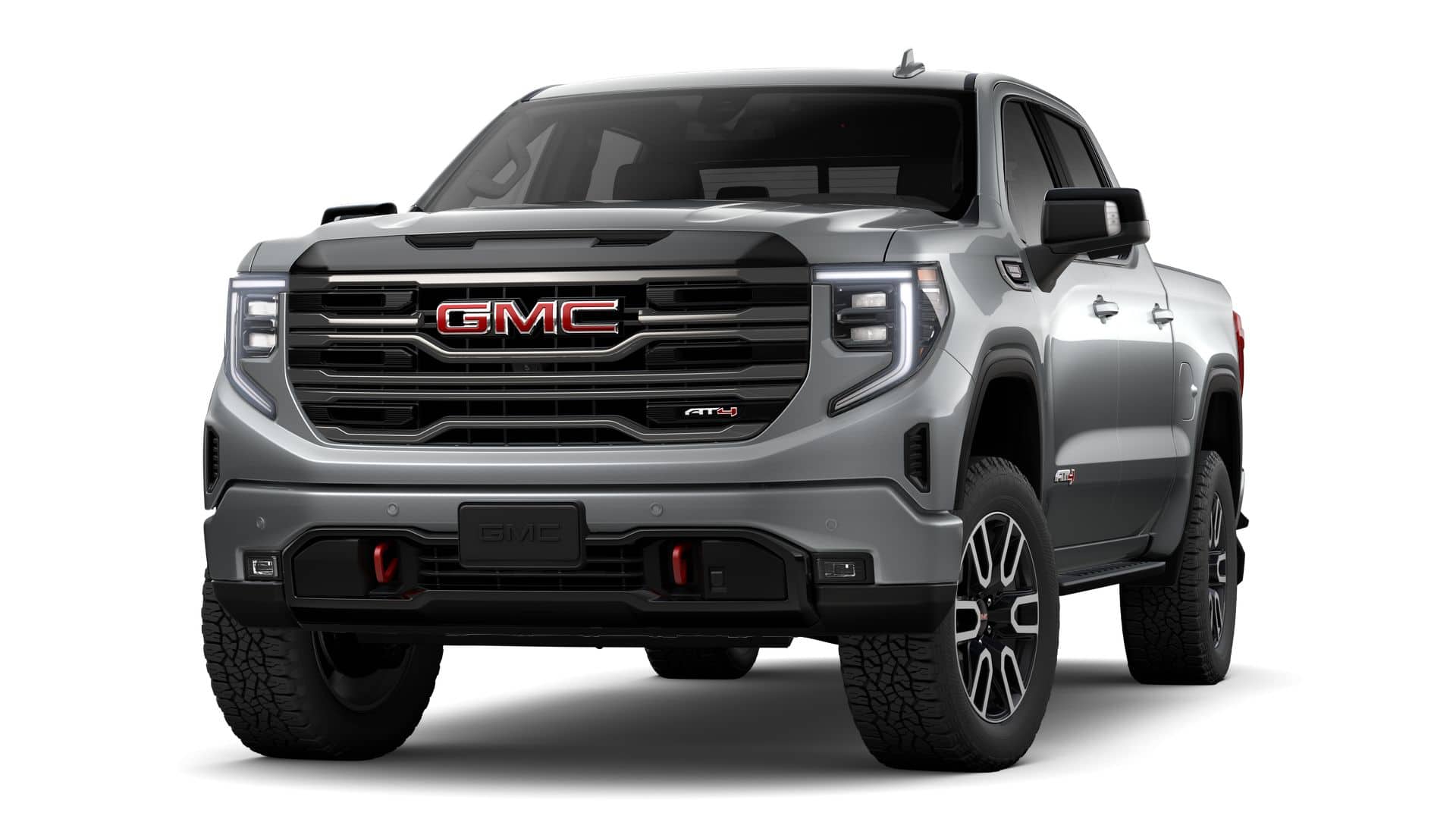2025 GMC Sierra 1500 AT4 in Sterling Metallic — front three-quarter view